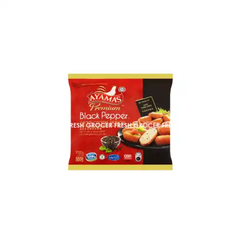 3f880e1dbce8085f76324fe103054007.png AYAMAS BLACK PEPPER CHICKEN COCKTAIL SAUSAGES 500GM
