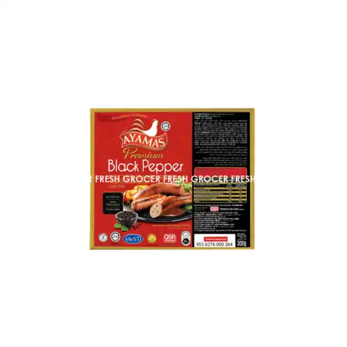 a53acf7371f9d293e3b6fe64177ce03b.png AYAMAS PREMIUM FRANKFURTER BLACK PEPPER 300GM