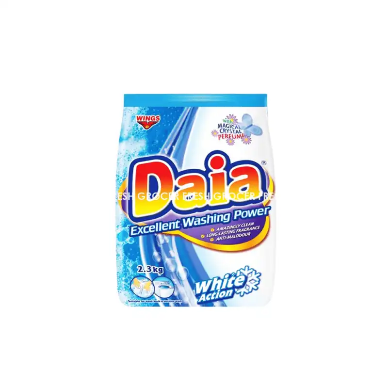 69dbcf5a693f544710b5aa8de474b81b.png DAIA DETERGENT POWDER 2.3KG WHITE ACTION
