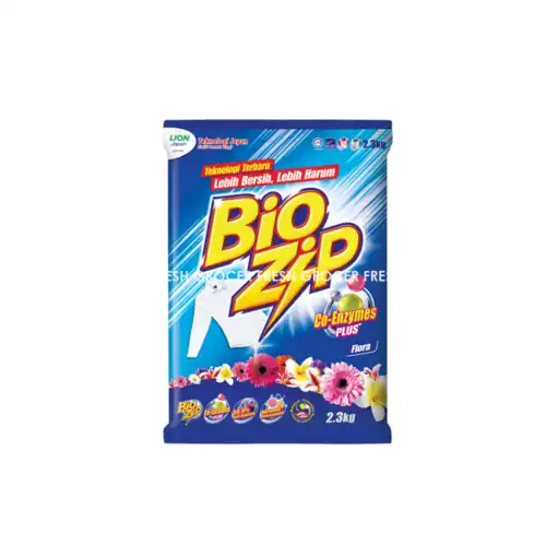 8504ece845b7a3b07833c341891b3f69.png BIO ZIP DETERGENT POWDER 2.3KG CO-ENZYMES FLORAL